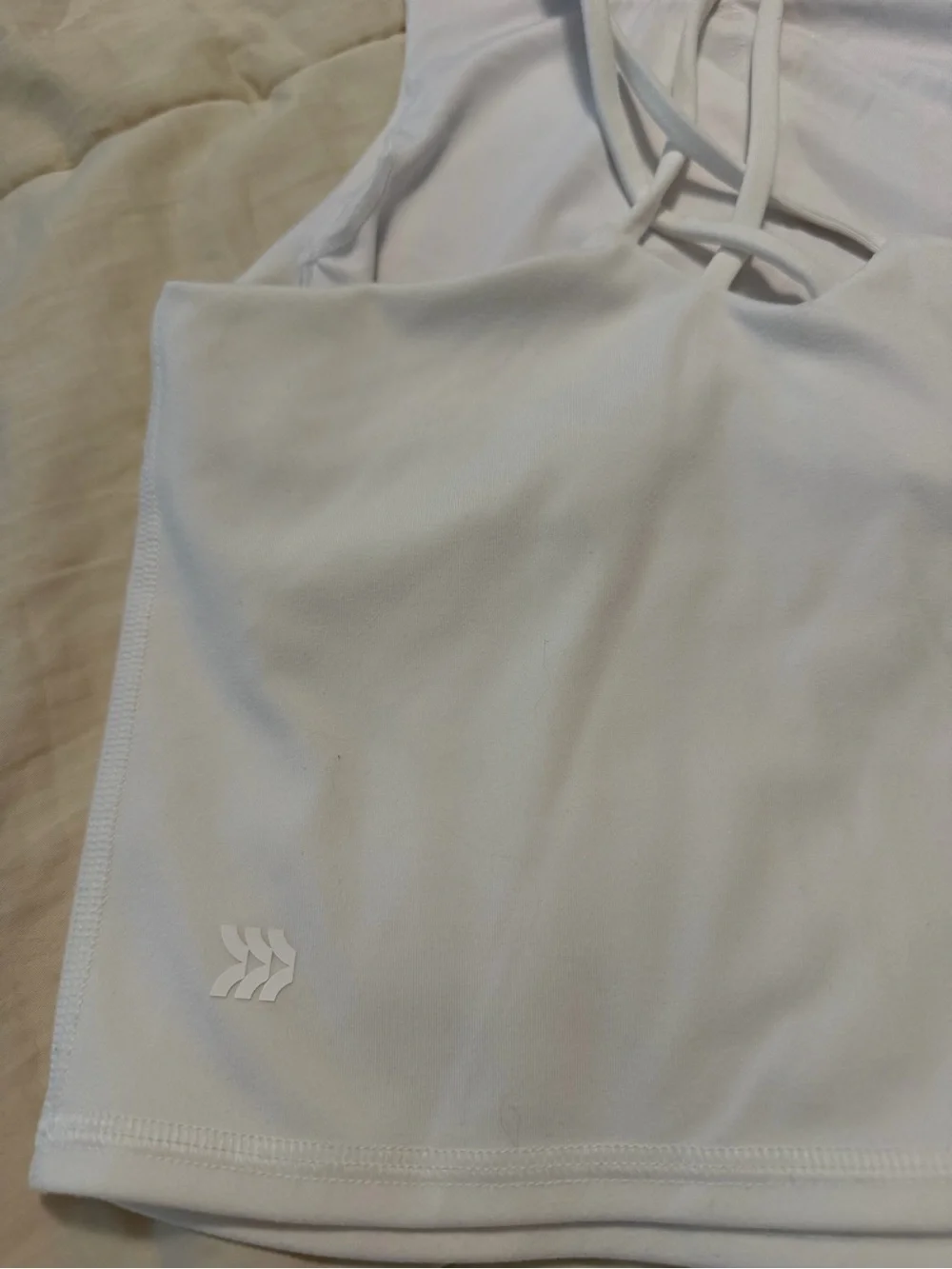 All in Motion Girls' White Ribbed Racerback Crop Tank Top Size L(10/12) EUC
